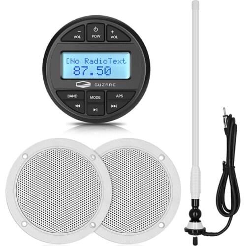 Watertight Boat Audio Radio Marine Stereo Bluetooth Receiver MP3 Player+4inch Marine Speaker+AM FM Antenna For RV Golf Car Yacht
