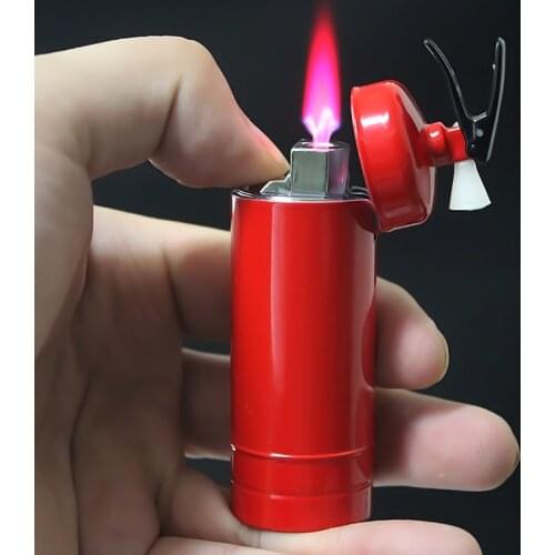 Funny Lighter Fire Extinguisher Shaped Creative Lighter Windproof Refillable Butane Gas Red Flame Jet Lighters Gift For Men