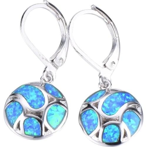 Fashion Women Earrings 2020 Bohemian Blue/White Imitation Fire Opal Long Dangle Earrings For Women Accessories Statement Jewelry