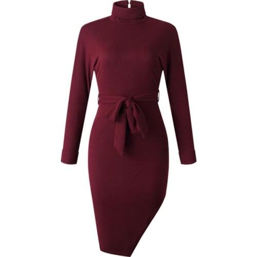 2021 Sexy Women Dress Solid Color Slim Irregular Bandage Dress Split Knitting Bow Dresses Dinning Party