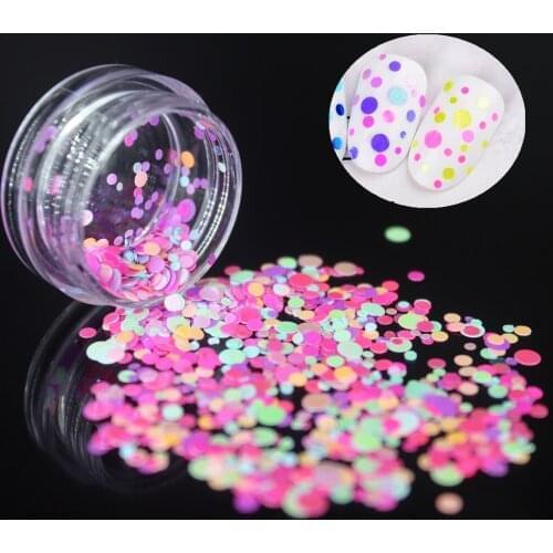1 Box DIY Light Blue Pink Circle Sequins Colorful Nail Glitter Flakes NailsSparkly Polish Manicure Nails Art Decoration #04