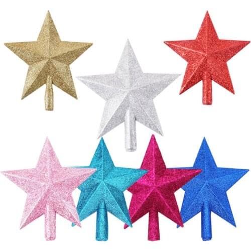 1Pc Exquisite Christmas Ornament Beautiful Tree Top Star Five-point Star Christmas Tree Decor for Home Xmas Tree Ornaments