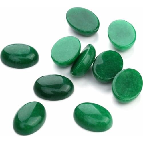 10pcs/lot 10*14/13*18/18*25mm Green Cameo Cabochon Natural Stone Beads Diy Cabochon Setting Findings Jewelry Making Finding