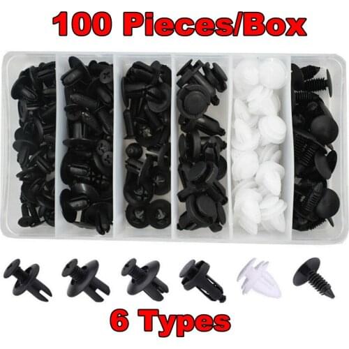 100pcs/Set Universal Mixed Plastic Car Bumper Fender Fastener Clips Rivets Auto Body Door Trim Panel Push Pins Moulding Retainer