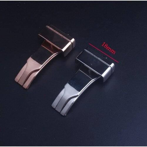 18mm For ROLE Leather Rubber Watch Strap Band Clasp Buckle Silver Gold