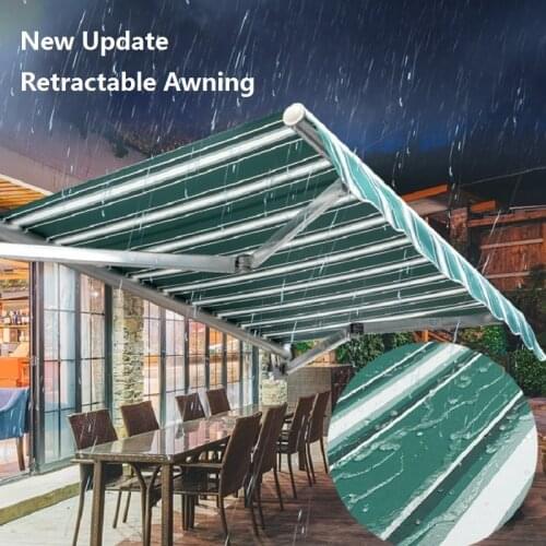 2021 Customized Size 450D Waterproof Fabric Wave Retractable Sunshade Net Balcony Window Shade Netting Terrace Rainproof Awnings