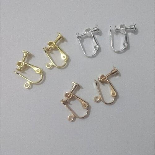 50 PCS 9mm*15mm Metal Copper Ear clip Base Setting Gold Silver Color Earrings With a Loop DIY Jewelry Accessories For Women