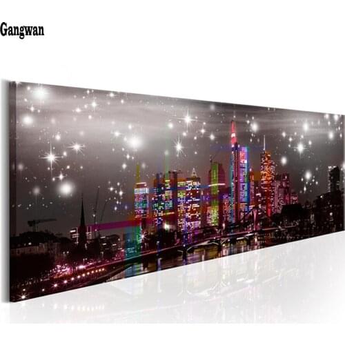 5D Diy Diamond painting cross stitch City Building Night Scenery Diamond Embroidery Full square round Drill Christmas gift