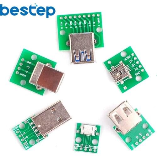 6PCS USB to DIP Adapter Converter 2.54mm PCB Board USB 2.0 USB 3.0 USB-01 USB-02 USB-03 USB-05 each 1pcs USB to DIP Converter