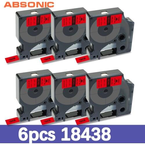 Absonic 6PK 12mm Label 18438 Compatible Rhino Industrial Vinyl Label Tape Black on Red for Rhino 4200 5200 Label Maker Machine