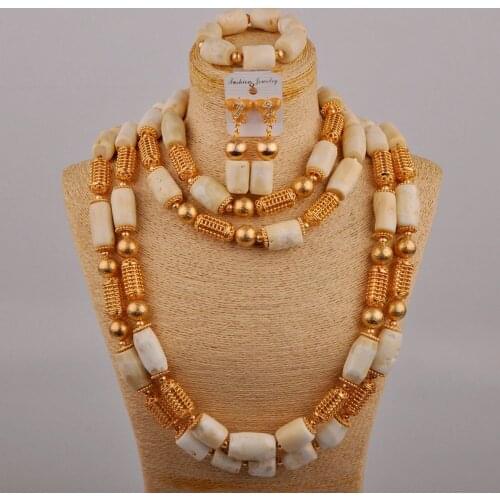 White Real Coral Beads Jewelry Set African Coral Necklace Jewelry Set Nigerian Wedding Coral Bridal Set