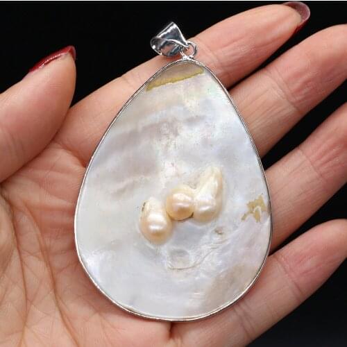 Natural Pearl Beads Shell Charms Water Drop Mother of Pearl Shell Pendant for DIY Necklace Making Jewelry Gift Size 45x66mm