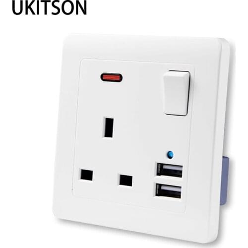 CE Proved UK Electric Panel Singapore Qatar Power Outlet With 2100mA Dual USB Charge Port For Tablet PC Phone Charging Battery