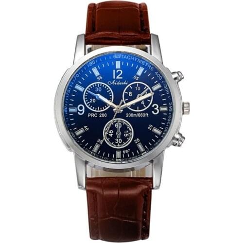 Blue Ray Glass Three Eyes Leather Belt Men Womens Watches Quartz Men Womens Wristwatch Christmas Relogio Birthday Gift