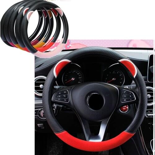 38cm Leather Carbon Cute Car Steering-wheel Cover For Opel Astra H J G Insignia Mokka Corsa D Vectra C Zafira Meriva Infiniti q5