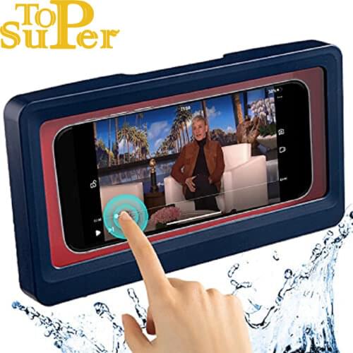 Shower Phone Holder Waterproof Anti-Fog Touch Screen Wall Mount Phone Holder for Shower Bathroom Mirror Bathtub Window Box