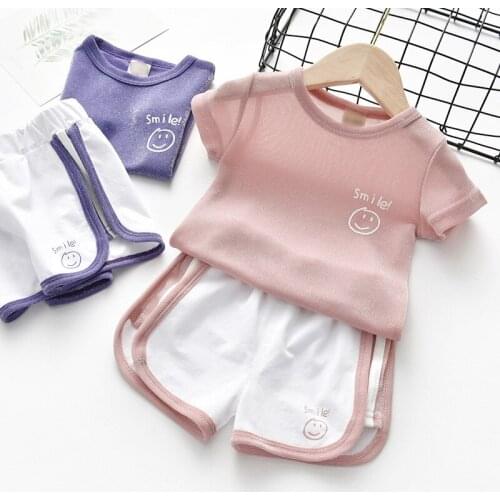 Girls Color Matching Ice Silk Sports Two-piece Suit Kids Boutique Clothing Wholesale Fashion Clothes Toddler Girl Summer Clothes
