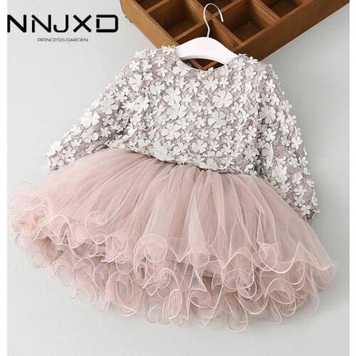 Girls Autumn Long Sleeve Kids Dresses For Girls Casual Wear Flower Print Princess Dress Party Children Clothing New Year Costume