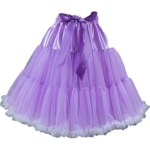 Purple White Tulle Skirt Vintage Tutu Skirts Womens Party Prom Underskirt Lolita Ballet Petticoat