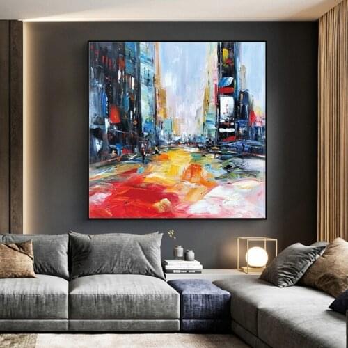 City Architecture Street Landscape Abstract Oil Painting On Canvas Handmade Wall Art Interior Home Decor Hangings Pictures Mural