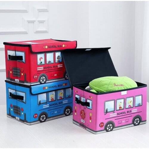 Storage Canvas with Flip-Top Lid for Children Room - Kids Collapsible Storage Trunk Toy Baskets Storage Bin for Home Organizatio