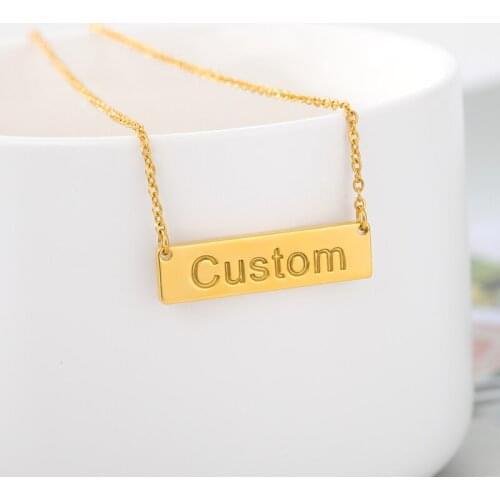 Nameplate Jewelry BFF Gold Filled 30*8mm Bar Personalized Name Necklace Custom Initial Roman Numeral Choker Necklace Women Gift
