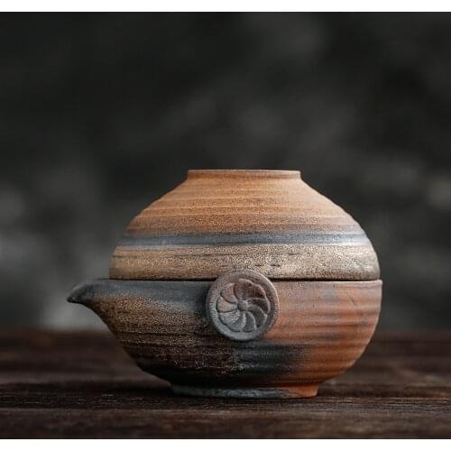 Japanese Style Stoneware Quik Cup A Pot of A Cup Retro Wood Tureen 1 People Office Outdoor Travel Tea Set Sopera De Ceramica