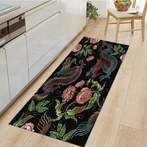 Chinese Style Kitchen Mat Doormat Bedroom Living Room Dragon Pattern Decoration Rug Hallway Bathroom Balcony Anti-Slip Carpet
