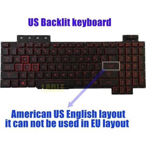 US Red backlit keyboard for Asus FX705GM/FX705GE/FX705GD