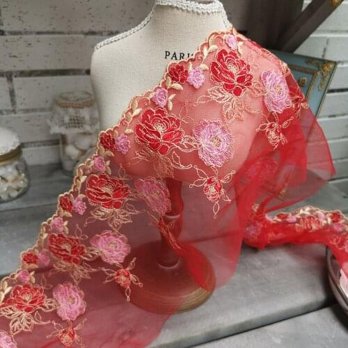 10Meters Embroidered Lace Trim Pink Red For Handmade Clothing Accessories Sewing Materials Garter Bra Underwear Fabrics 16cm