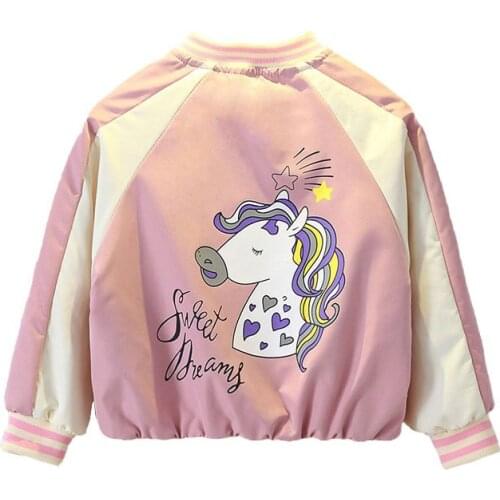 Baby Girls Jackets Baseball Coats Spring Autumn Kids Pony Print Cardigan Outing Clothes Children Casual Zipper Outerwear 2-9Y
