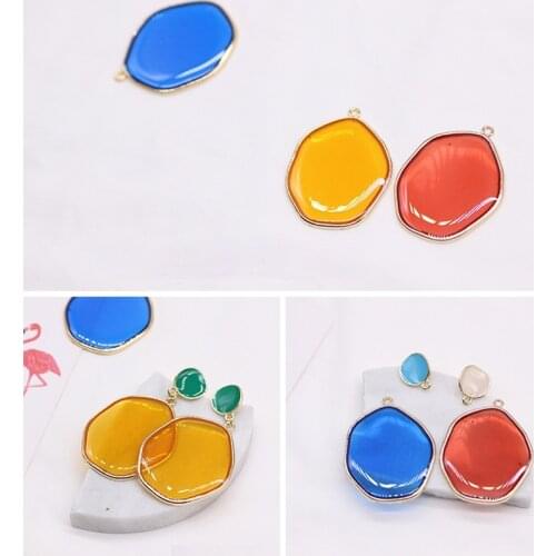 Summer bright translucent color irregular oval piece homemade earring material DIY girl earring accessories