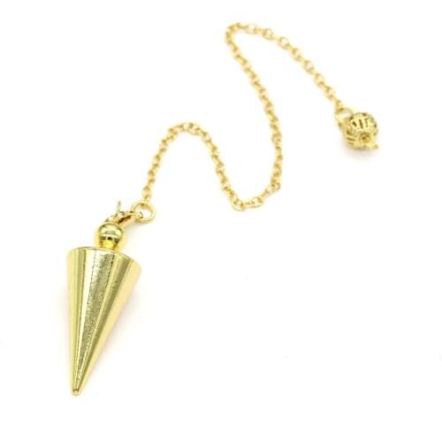 Trendy-beads Light Yellow Gold Color Alloy Cone Shape Pendulum Pendant Metal Ball Chain Jewelry
