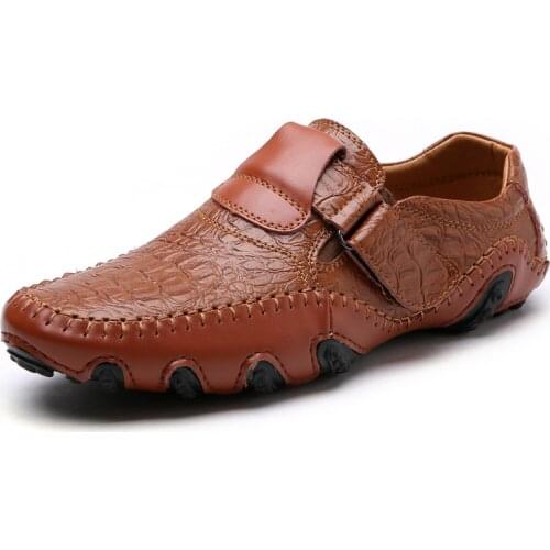 Genuine Leather Mens Shoes Casual Brand Italian Men Loafers Vogue Breathable Driving Shoes Slip on Moccasins