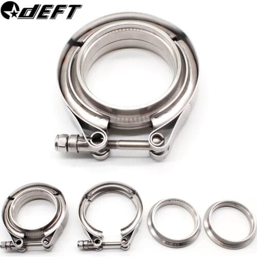 DEFT 2/2.25/2.5/3/3.5/4 Inch V-Band Clamp Stainless Steel V Band Flange Kit For Exhaust Pipes Downpipe Car Exhaust System