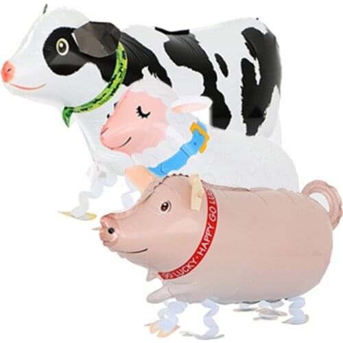 Farm Party Supplies Animals Balloon Set White Black Cow Pig Sheep Walking Helium Ballon Birthday Kid Party Decoration