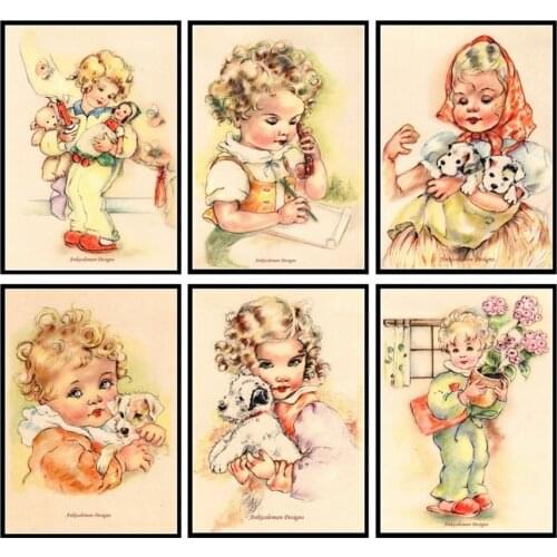Counted Cross Stitch Kits Needlework - Crafts 14 ct Aida DMC Color DIY Arts Home Decor - Childrens with Toys and Animals