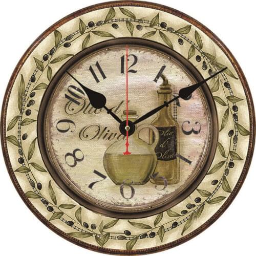 Rose flower Wall Clock Non-Ticking Silent Quiet Vintage Wooden Round Clocks,Motor Oil Casoline Home Kitchen Office Wall Clock