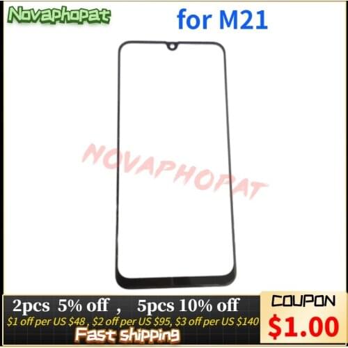 Novaphopat 20Pcs/Lot M215F Front Glass Panel For Samsung M21 Outer Glass Lens Screen Replacement (Not Touch Sensor )