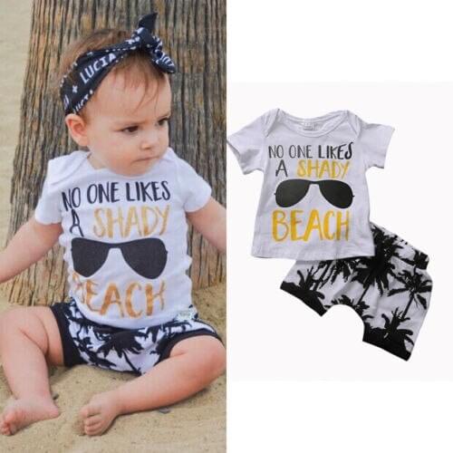 New Infant Clothing Boys Shorts and T shirt Summer Girls Printed Cotton Top Baby Clothes Set
