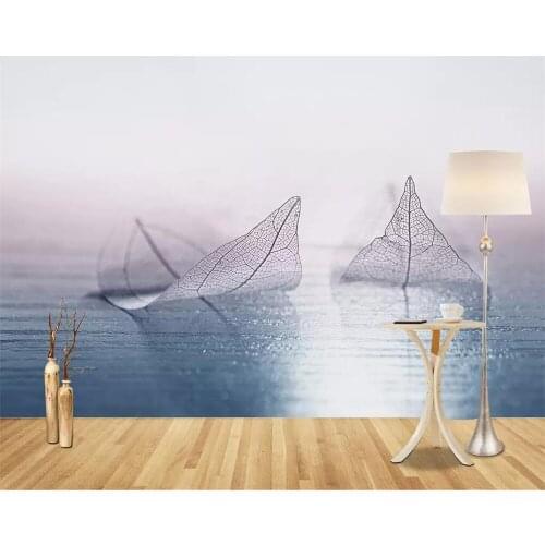 Beibehang Custom wallpaper 3d photo mural European modern minimalist abstract small clear leaf ground beautiful 3d wallpaper