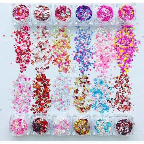 PrettyG DIY 1 Box Valentines Day Series Mixes Glitter Nail Sequins Flakes Manicure Art Decoration Accessories VA-1g