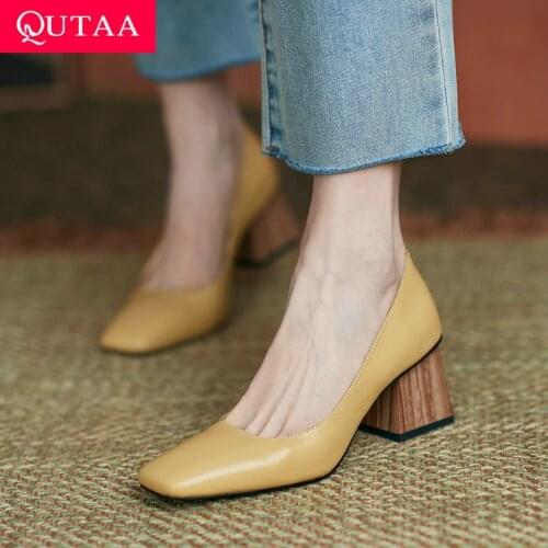 QUTAA Womens High-heeled Shoes