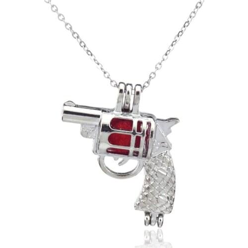 Heart Gun Butterfly Insect Beads Cage Floating Locket Necklace Aromatherapy Perfume Diffuser Pendant Necklace for Girl Women