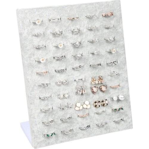 Gray Velet L Shape Jewelry Finger Rings Display Stand Storage Shelf Showcase Finger Ring Holder Rack Stock Jewelry Display