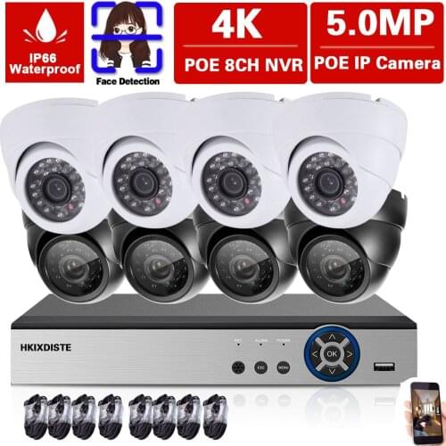 H.265 8CH POE NVR Kit 5MP CCTV Home Security System Waterproof Indoor/outdoor POE IP Dome Camera Video Surveillance System Set