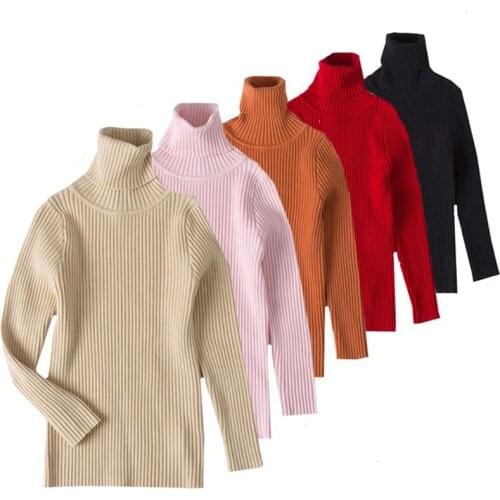 Baby Girl Sweater 2019 Kids Sweater Girls Turtleneck Sweater Autumn Winter Warm Baby Girls Sweater Slim Basic Knitted Pullove