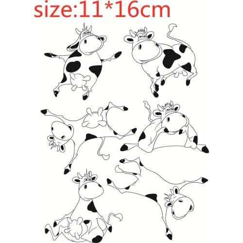 Dancing cow Transparent Silicone Rubber Stamp and metal die Sheet Cling Scrapbooking DIY Cute Pattern Photo Album Stamp