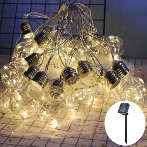 10 Lights 5M Solar String Light Outdoor Clear Globe Bulb Festoon Fairy Lights Bulbs Chain Garland Holiday Xmas Decoration Lamp