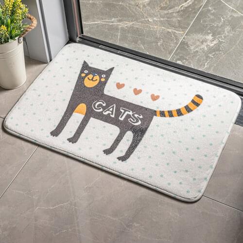 Bathroom Door Entrance Mat Cartoon Plant Bath Rug Bathroom Non-Slip Mat Toilet Mat Entrance Door Absorbent Mat Doormat